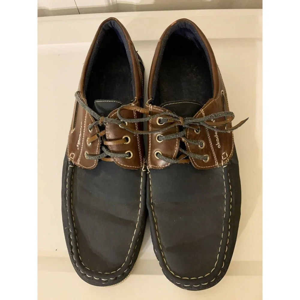 Akademiks Men’s Sz 10 Comfort Lace Up Casual‎ Boat Shoe Loafers Blue Brown